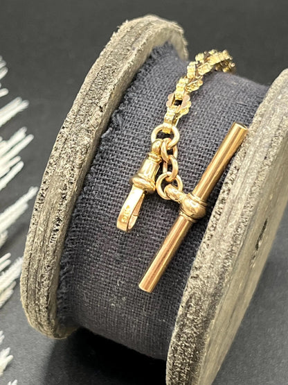 Antique 9 Carat Yellow Gold Fancy Link Bracelet With T Bar, Circa 1900