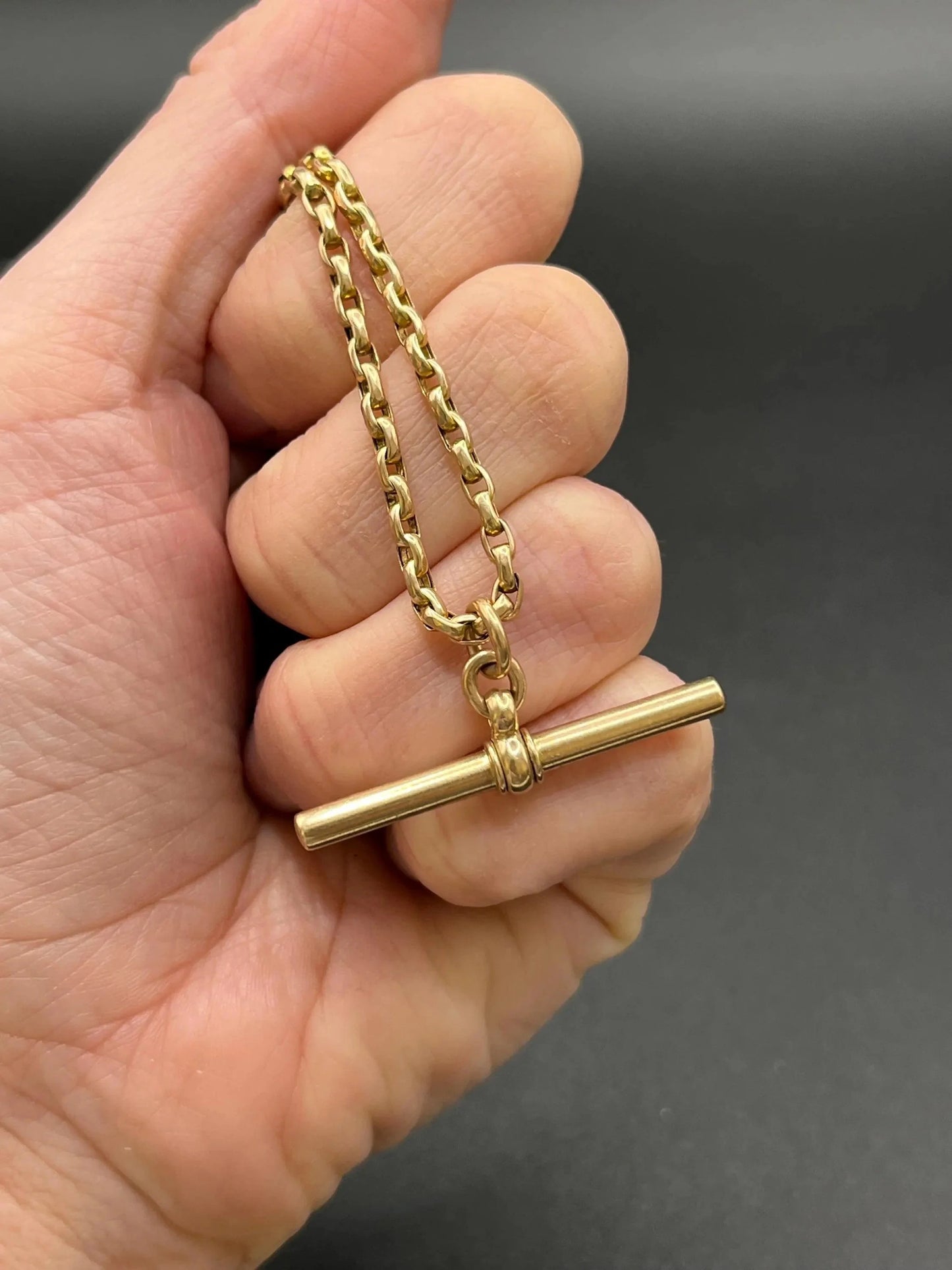 Antique 9 Carat Yellow Gold 21.5 Inch Chain Necklace with T-Bar