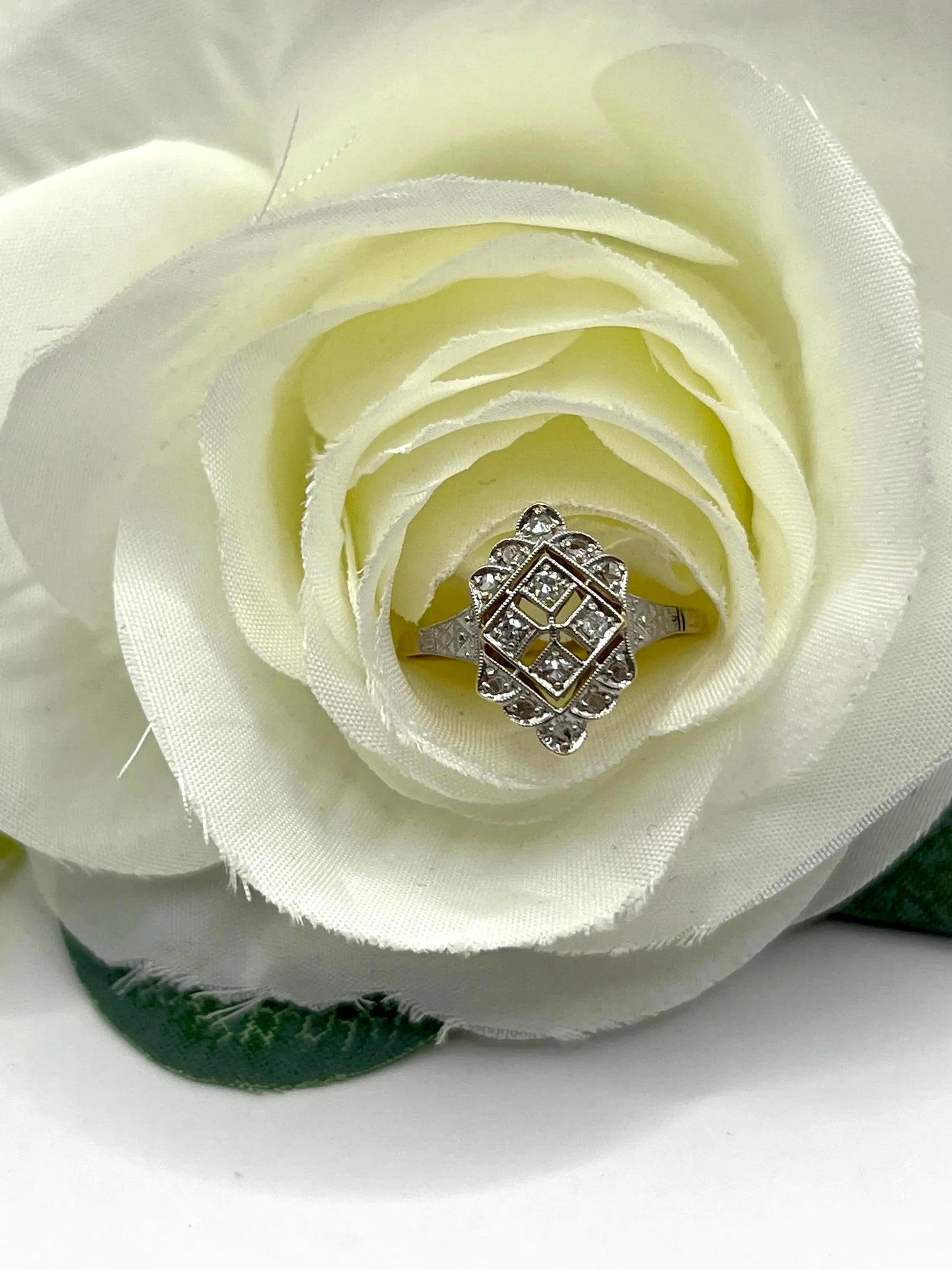 Antique 18 Carat Gold and Platinum Diamond Upfinger Ring, Circa 1910