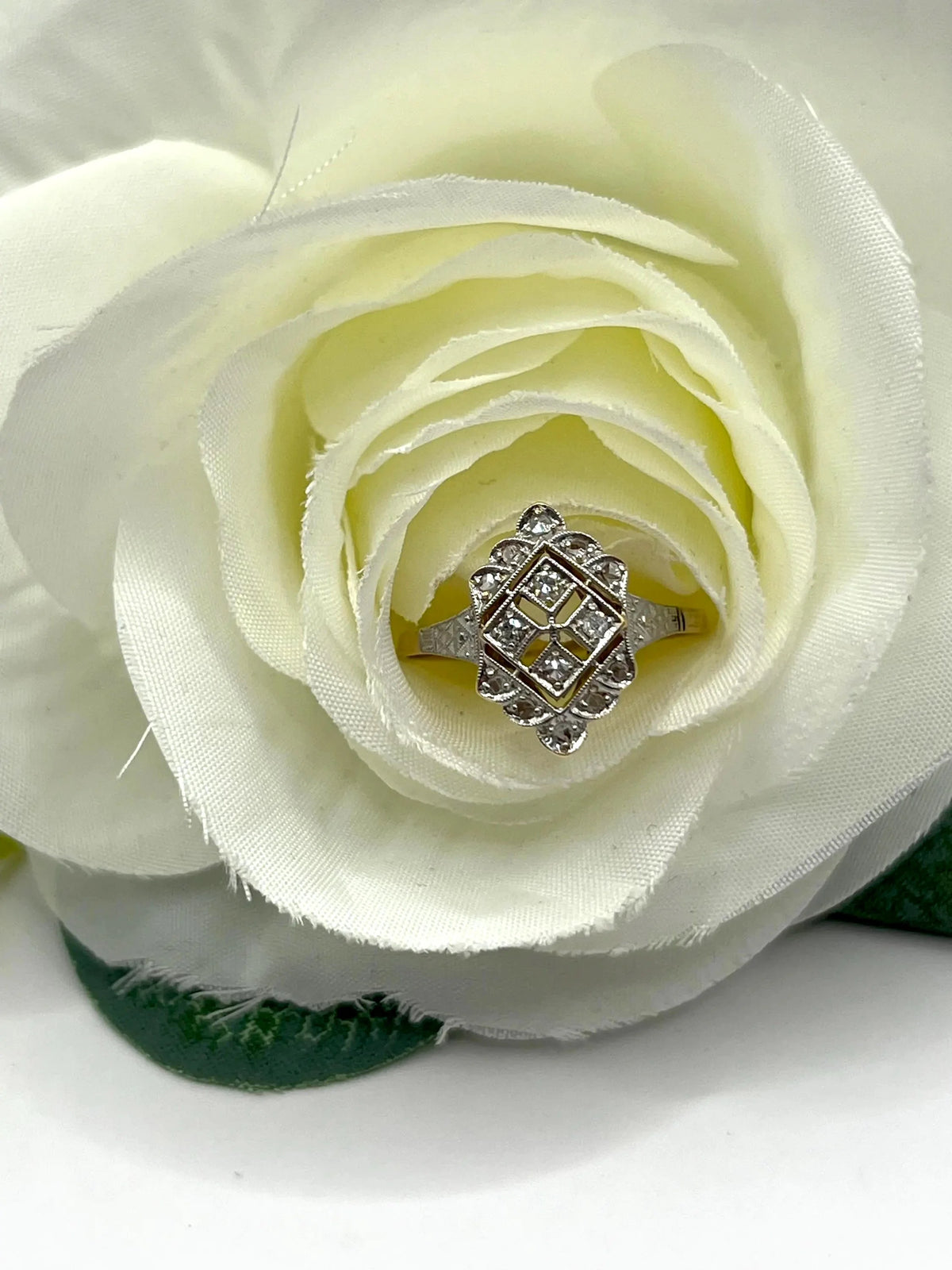 Antique 18 Carat Gold and Platinum Diamond Upfinger Ring, Circa 1910