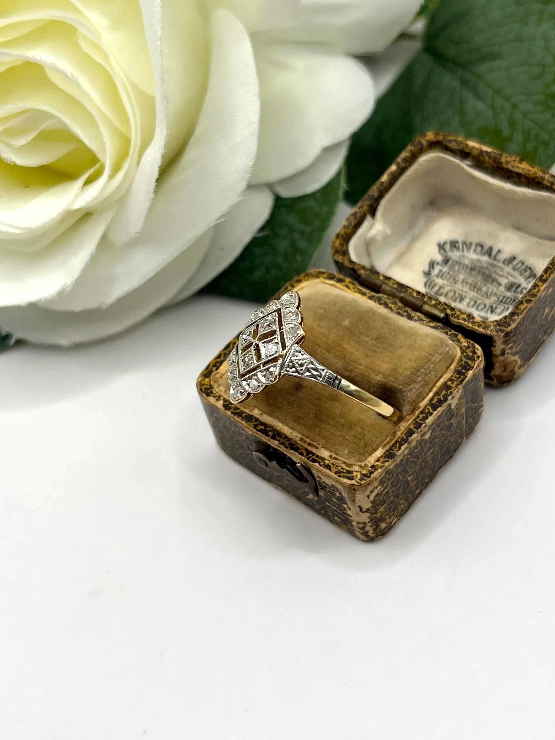 Antique 18 Carat Gold and Platinum Diamond Upfinger Ring, Circa 1910