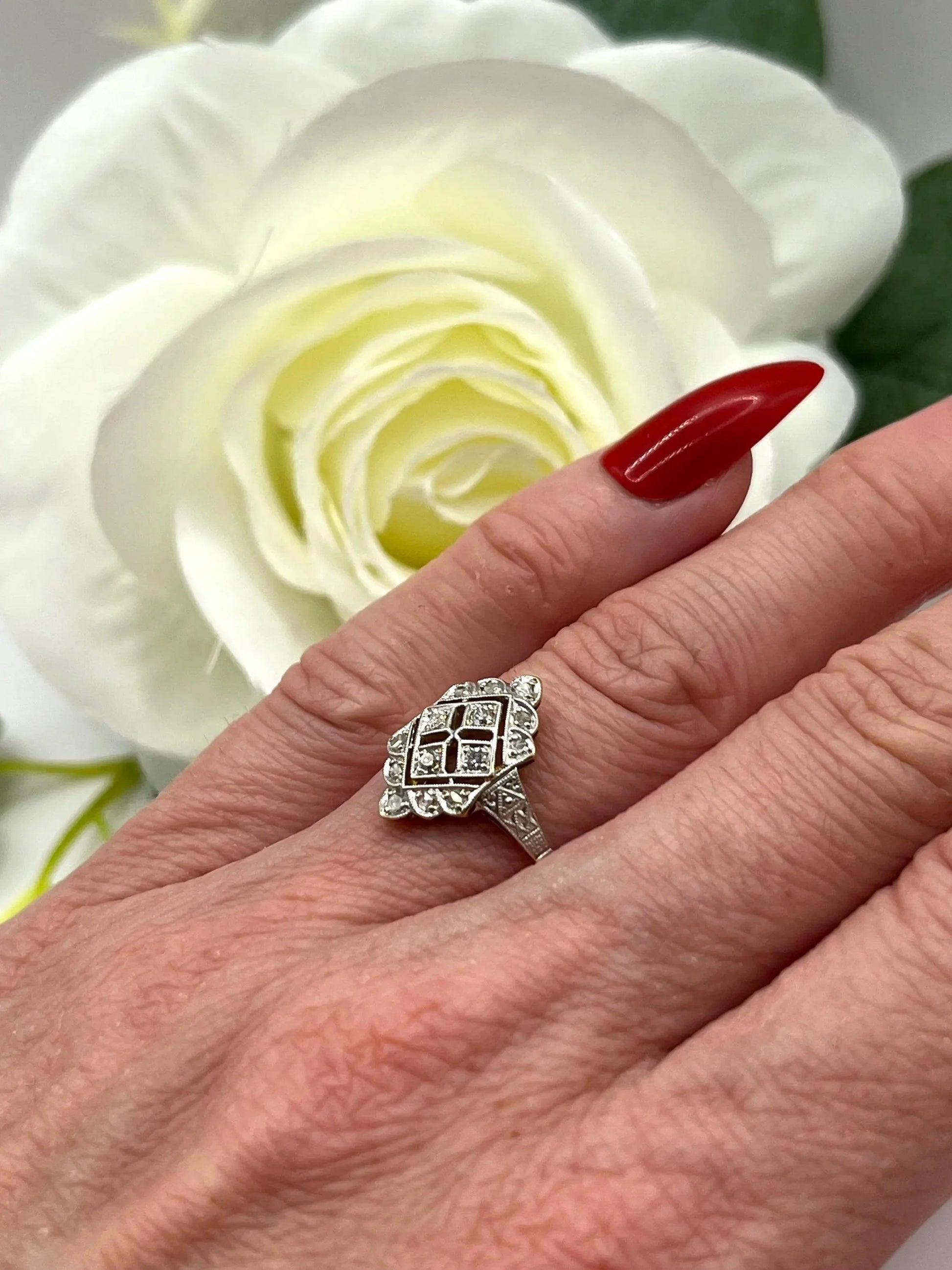Antique 18 Carat Gold and Platinum Diamond Upfinger Ring, Circa 1910