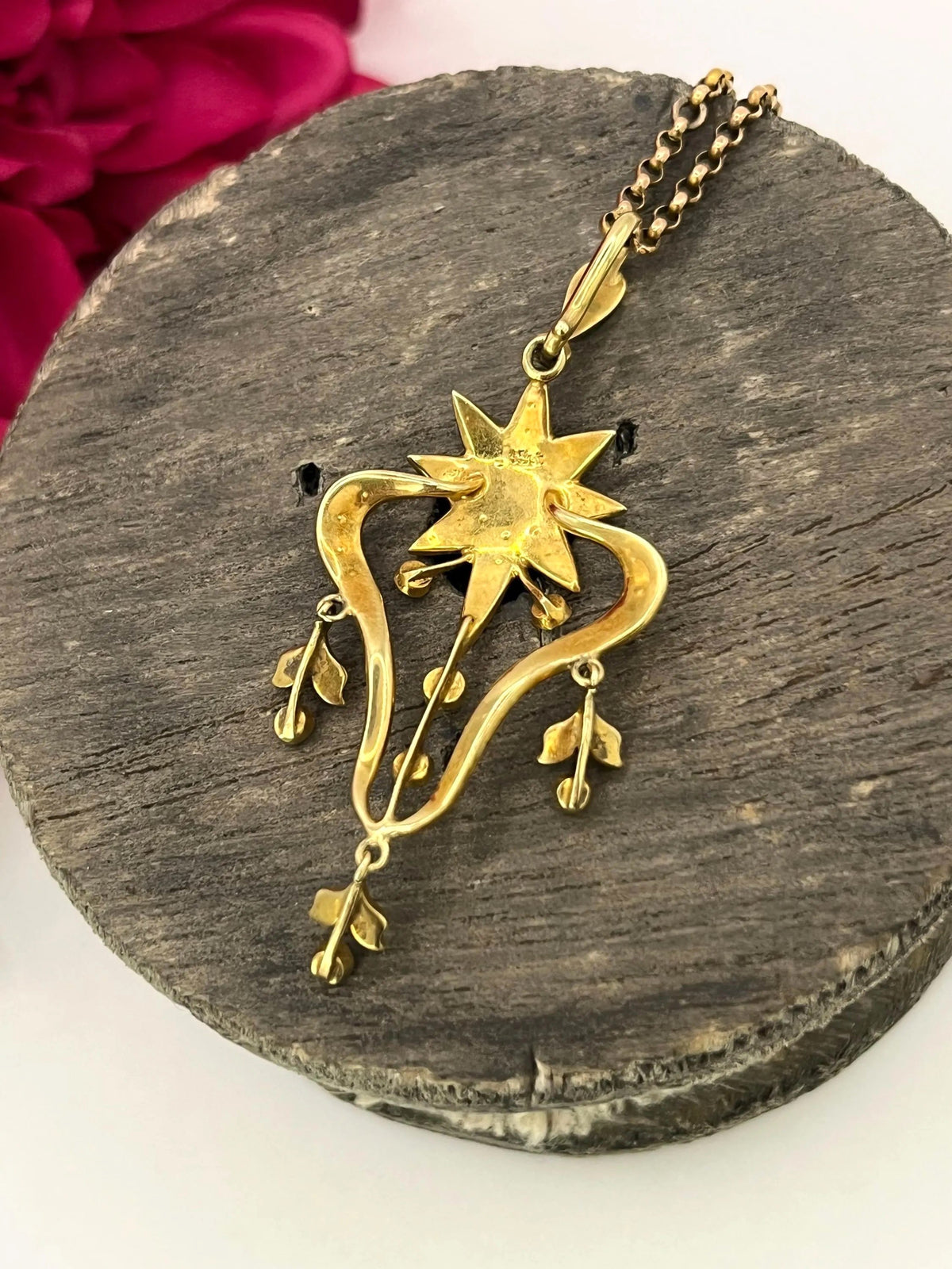 Edwardian 15 Carat Gold Turquoise and Pearl Pendant, Circa 1910