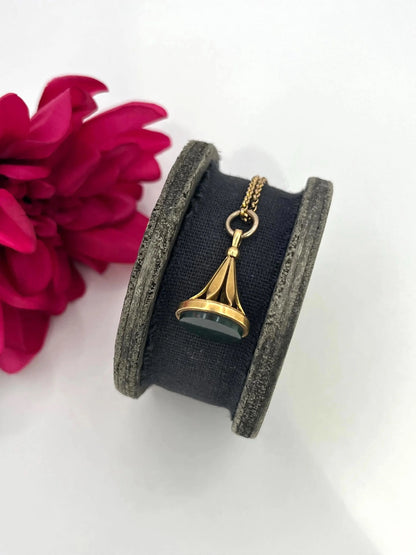 Edwardian 18 Carat Yellow Gold Bloodstone Fob, Circa 1910