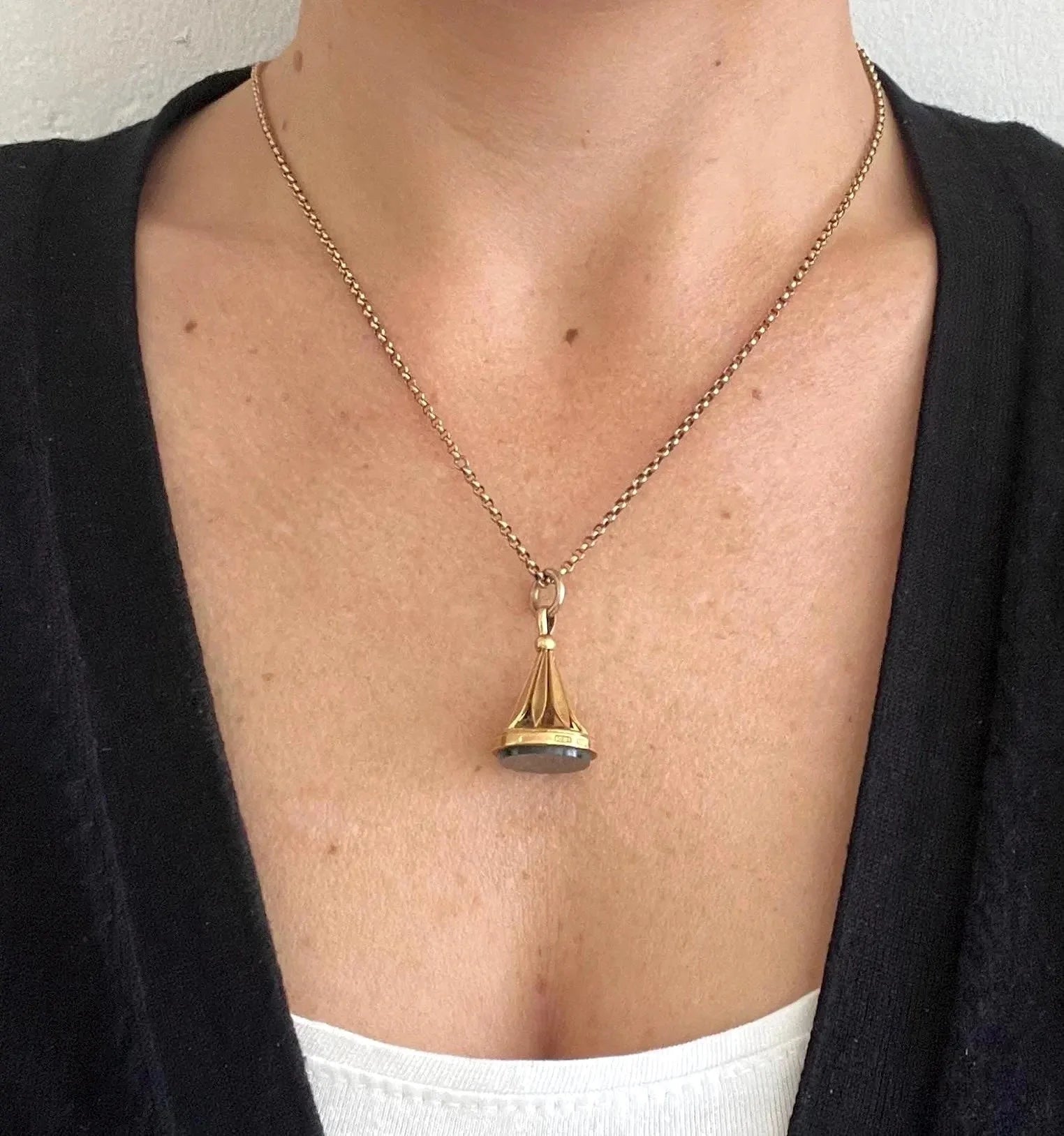 Edwardian 18 Carat Yellow Gold Bloodstone Fob, Circa 1910