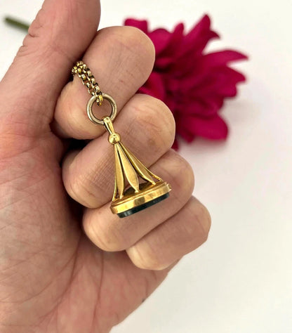 Edwardian 18 Carat Yellow Gold Bloodstone Fob, Circa 1910