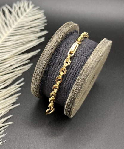 Antique 9 Carat Yellow Gold Fancy Link Bracelet With T Bar, Circa 1900