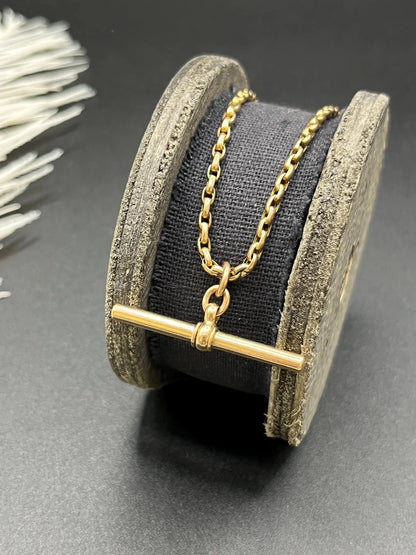 Antique 9 Carat Yellow Gold 21.5 Inch Chain Necklace with T-Bar
