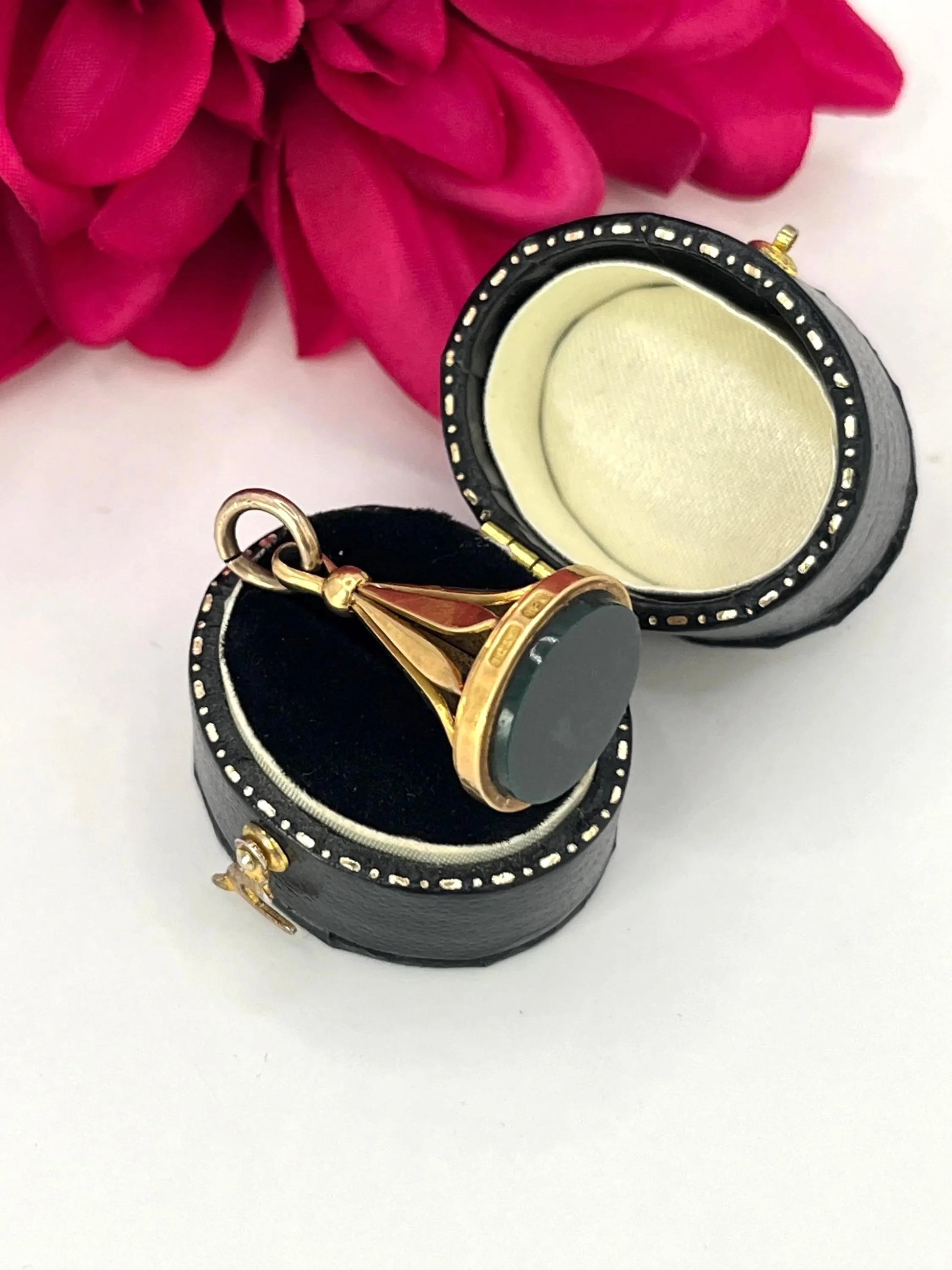 Edwardian 18 Carat Yellow Gold Bloodstone Fob, Circa 1910