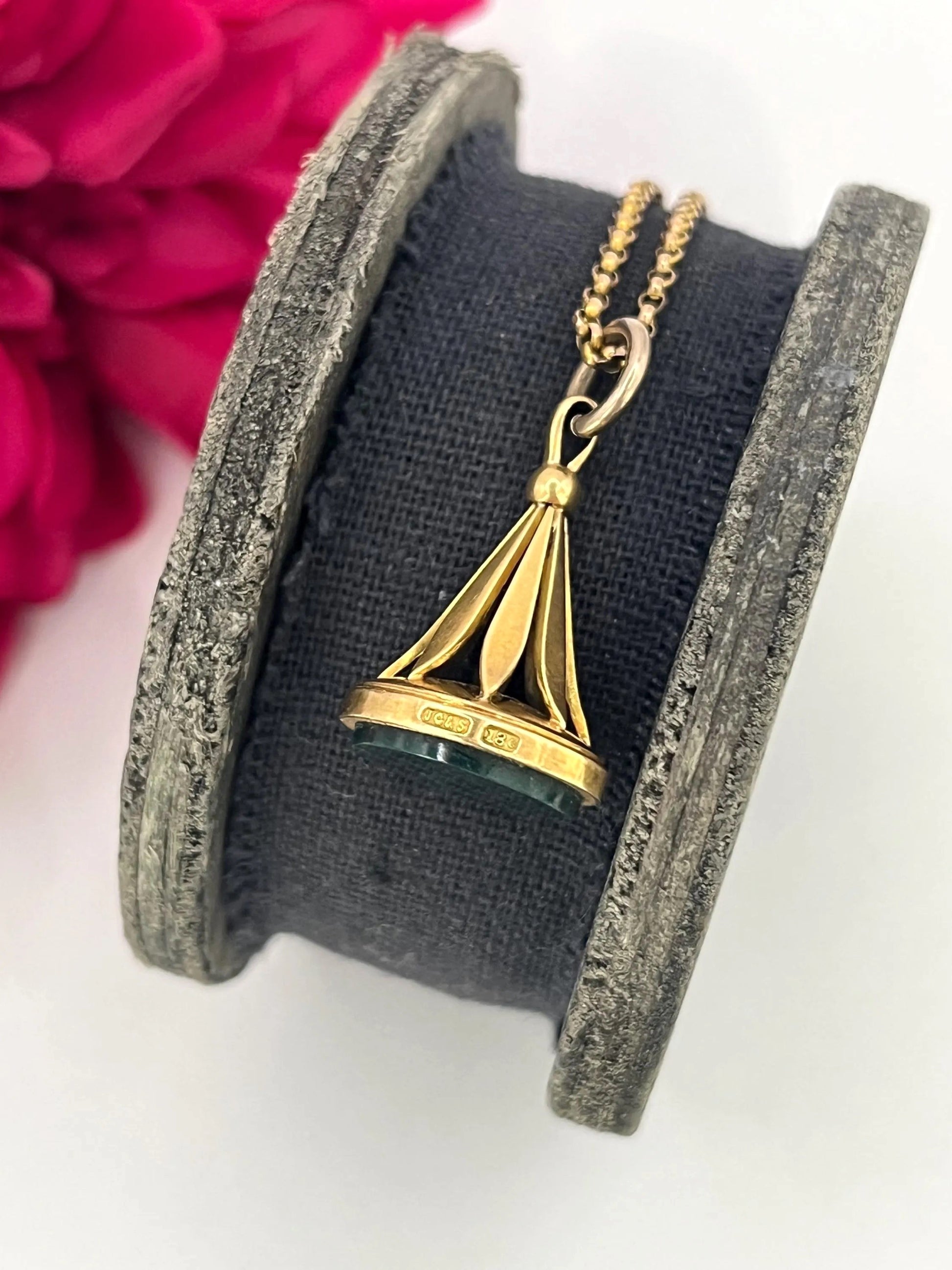Edwardian 18 Carat Yellow Gold Bloodstone Fob, Circa 1910