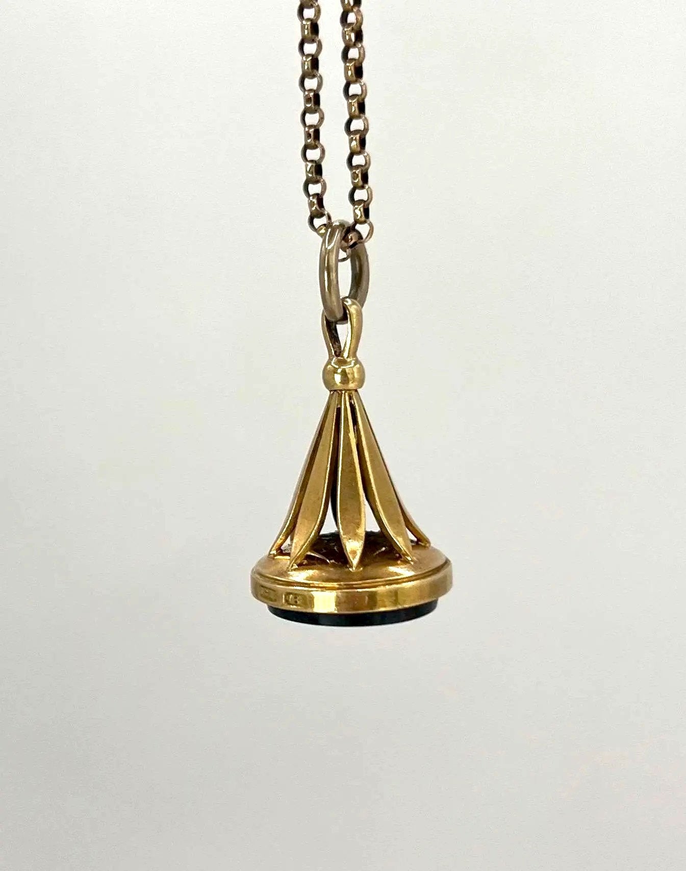 Edwardian 18 Carat Yellow Gold Bloodstone Fob, Circa 1910