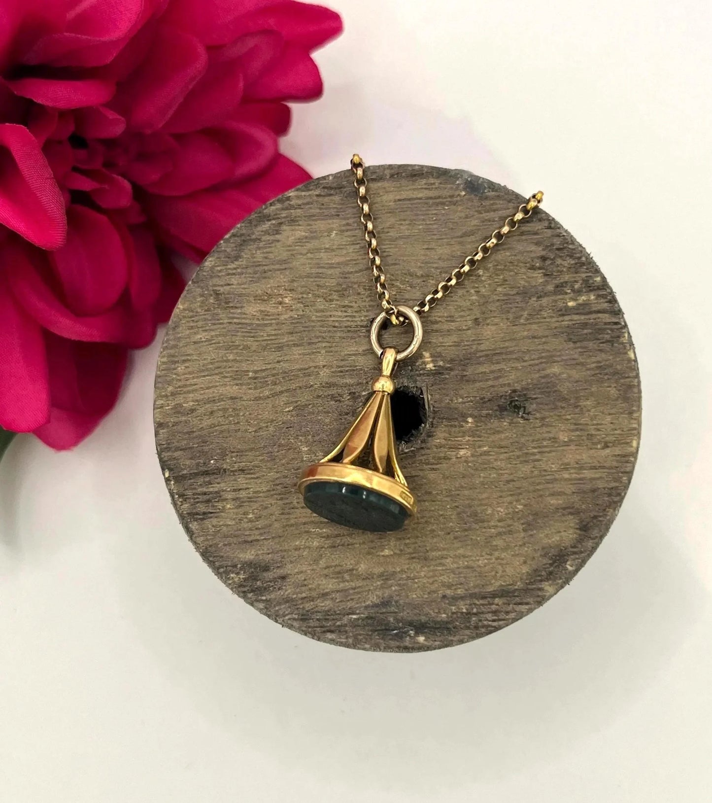 Edwardian 18 Carat Yellow Gold Bloodstone Fob, Circa 1910