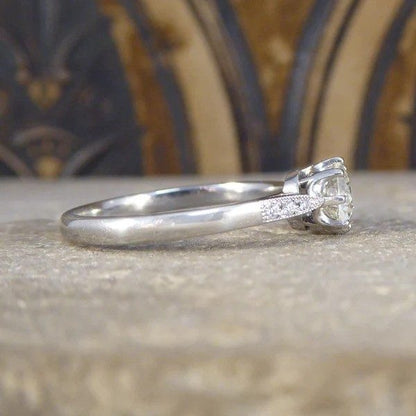 Old Cut Diamond Solitaire Engagement Ring In Platinum