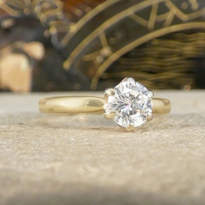 Classic Diamond Solitaire Engagement Ring In 14 Carat White And Yellow Gold