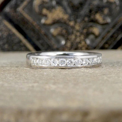 New Channel Set Diamond Half Eternity Ring In Platinum