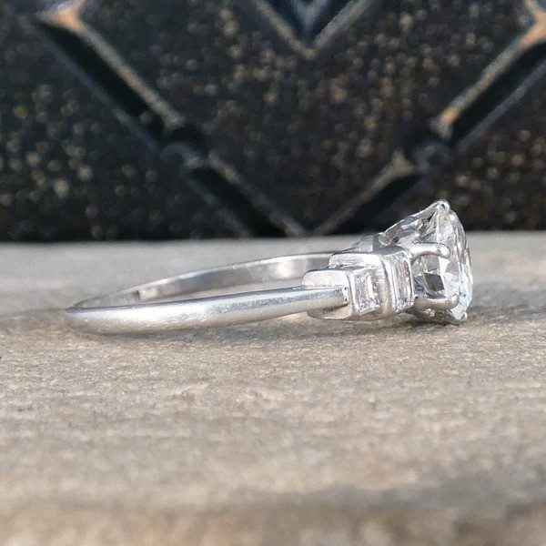 Art Deco 1.2 carat diamond solitaire ring in platinum