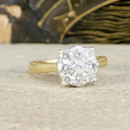 Diamond Illusion Cluster Ring In 18 Carat White And Yellow Gold