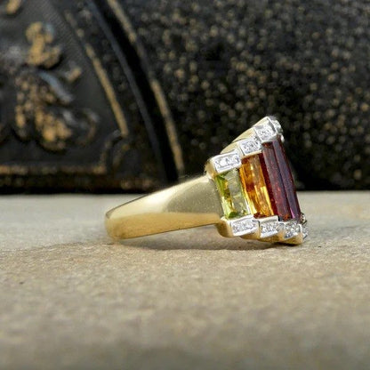 Bellarri Multi Gem Ring In 18 Carat Yellow And White Gold