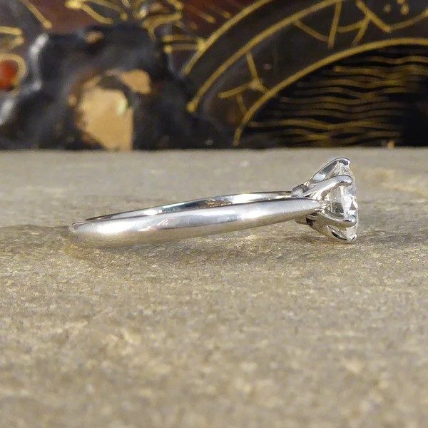 Diamond solitaire engagement ring in platinum.