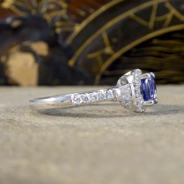 1.18 Carat Tanzanite And Diamond Cluster Ring In Platinum