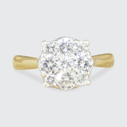 Diamond Illusion Cluster Ring In 18 Carat White And Yellow Gold