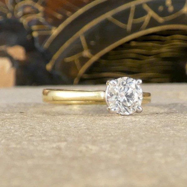 Diamond Solitaire Engagement Ring In 18 Carat Yellow And White Gold