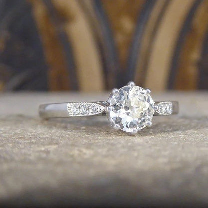 Old Cut Diamond Solitaire Engagement Ring In Platinum