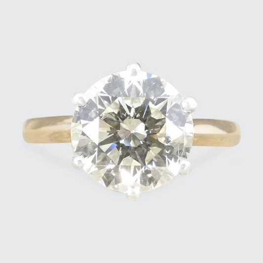 Classic 2.78 Carat Diamond Solitaire Engagement Ring In 18 Carat Yellow And White Gold