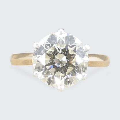 Classic 2.78 Carat Diamond Solitaire Engagement Ring In 18 Carat Yellow And White Gold