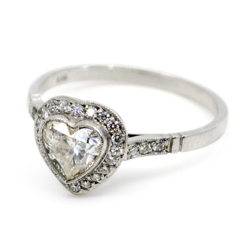 Vintage Diamond Heart-Shape Ring In Platinum