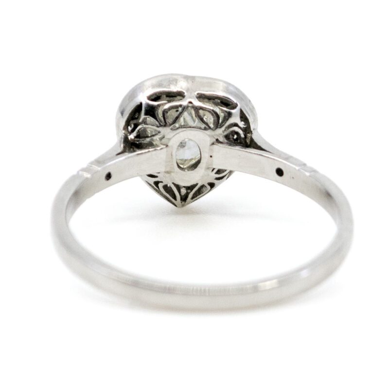 Vintage Diamond Heart-Shape Ring In Platinum