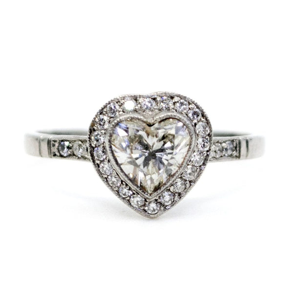 Vintage Diamond Heart-Shape Ring In Platinum