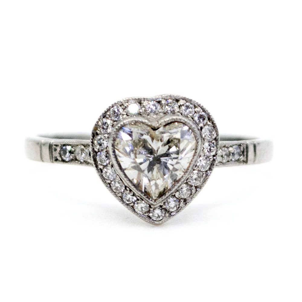Vintage Diamond Heart-Shape Ring In Platinum