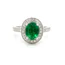 1.91 Carat Natural Emerald And Diamond Cluster Ring In 18 Carat White Gold
