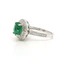 1.91 Carat Natural Emerald And Diamond Cluster Ring In 18 Carat White Gold