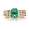 Colombian Emerald And Diamond Ring In 18 Carat Yellow Gold