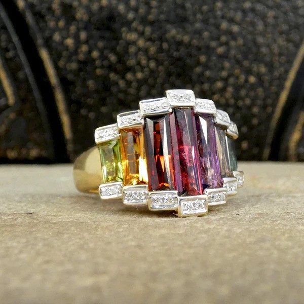 Bellarri Multi Gem Ring In 18 Carat Yellow And White Gold