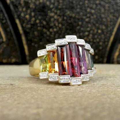 Bellarri Multi Gem Ring In 18 Carat Yellow And White Gold