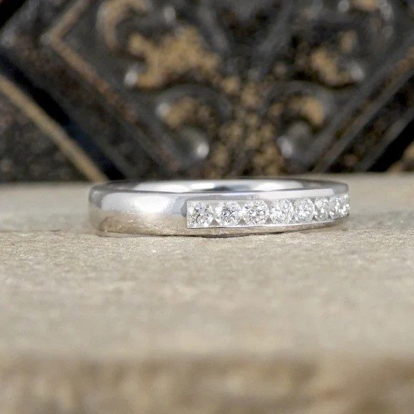 New Channel Set Diamond Half Eternity Ring In Platinum