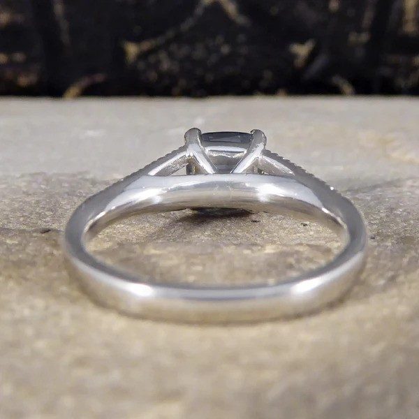 1.50 Carat Teal Sapphire And Diamond Ring In Platinum