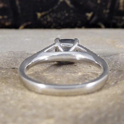 1.50 Carat Teal Sapphire And Diamond Ring In Platinum