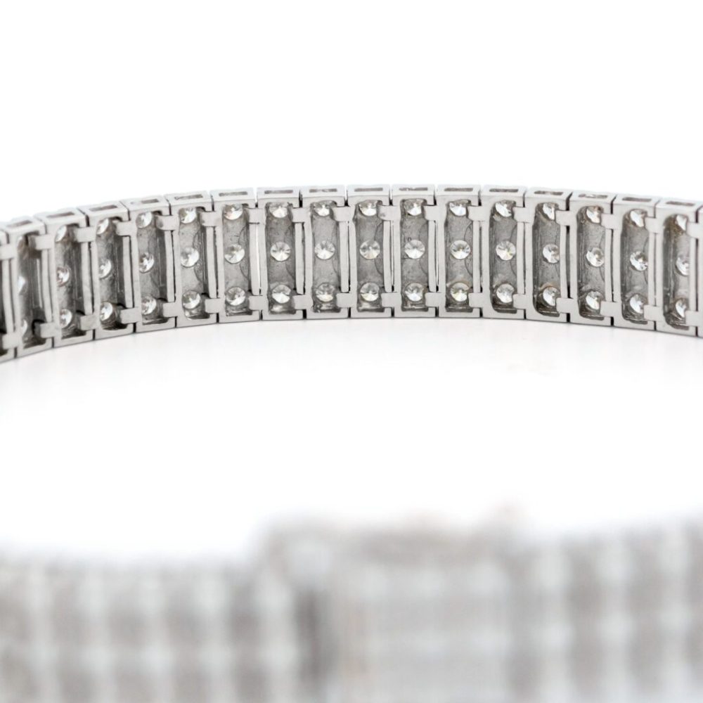 Vintage Diamond 3-Row Tennis Bracelet In 18 Carat White Gold