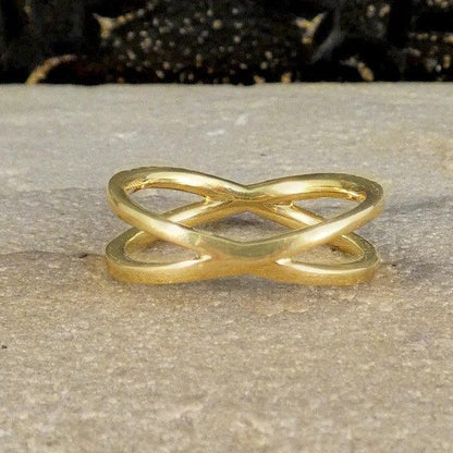 Diamond Two Strand Crossover Ring In 18 Carat Yellow Gold