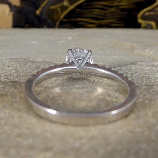 Diamond solitaire engagement ring in white gold.