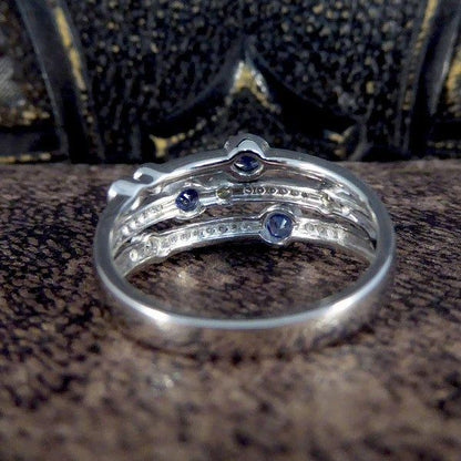 Sapphire and diamond bubble style ring in platinum.