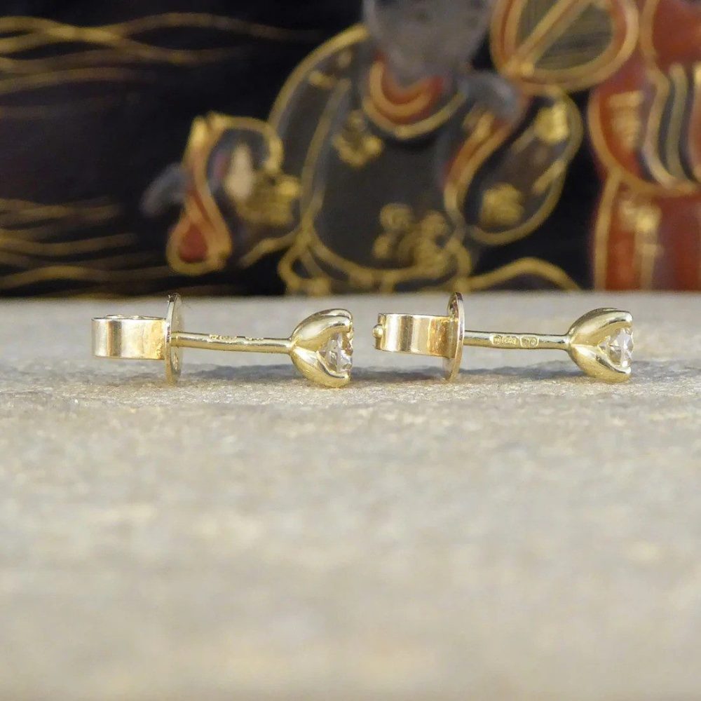 Diamond Stud Earrings In 9 Carat Yellow Gold