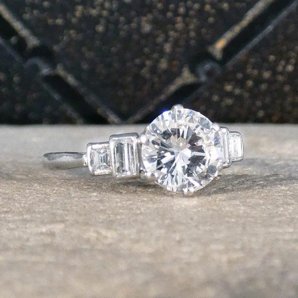 Art Deco 1.2 carat diamond solitaire ring in platinum