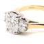 Three Stone 2.58 Carat Diamond Ring In Platinum and 18 Carat Yellow Gold