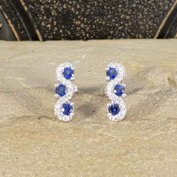 Sapphire and diamond earrings in platinum.