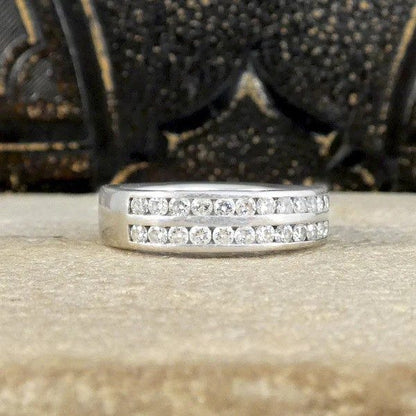 Diamond half eternity ring in platinum. 